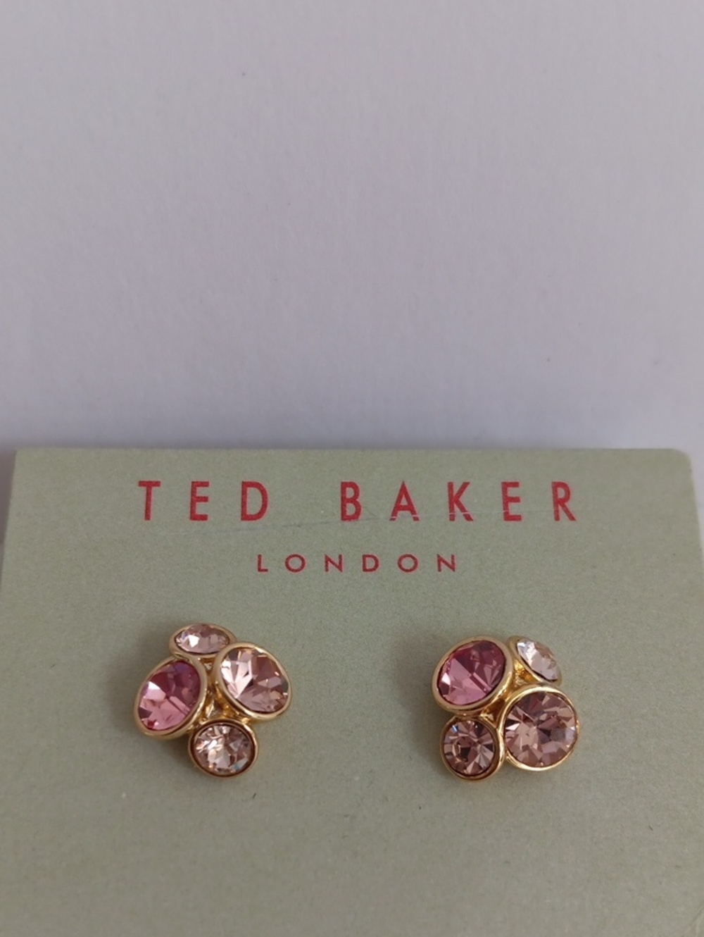 Ted Baker London  Lynda Gold-Tone Pink Crystal Cluster Stud Earrings NWT